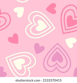 funky pink hearts seamless pattern 