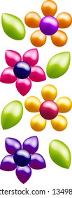 Funky Plastic Flowers Vector