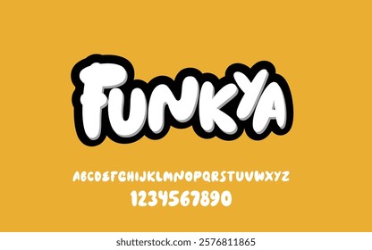 Funky Playful cartoon Font, funky typeface for joyful brings life designs like children's artwork, birthday invitations, playful branding, and carnival typography. Vector typeset