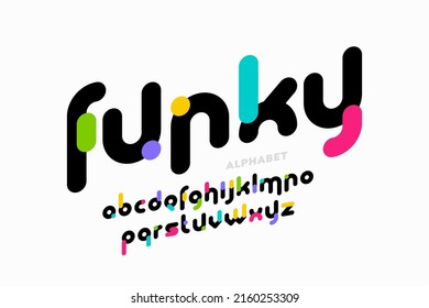 Funky estilo lúdico diseño de tipos de letra, letras coloreadas de letras de vector ilustración