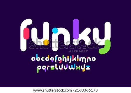 Funky playful style font design, colorful alphabet letters vector illustration