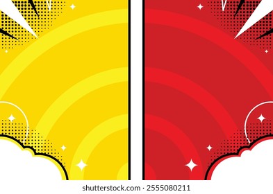 Funky Pop Art Comic Style Background with Halftone Pattern and Chat Bubbles