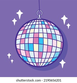 Funky pop disco ball vector illustration icon with flat drawing art style cartoon