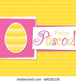 Funky Portuguese Easter egg card in vector format. Words translate to "Happy Easter'