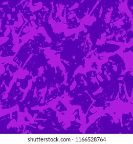 Funky purple paint splashes seamless pattern, abstract multicolor vector background. Colorful design wallpaper for textile, fabric, wrapping paper.