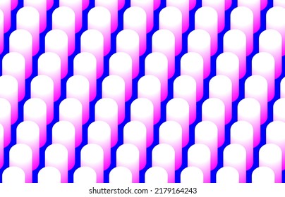 Funky violette und weiße geometrische 3D-Formen auf blauem Hintergrund