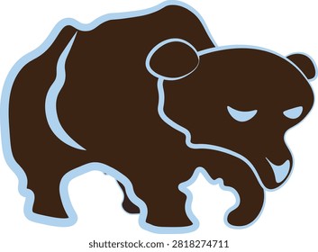 Funky Quirky Grizzly Bear Vector Illustration