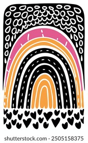 Funky rainbow vector background with doodle style