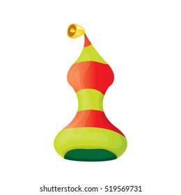 funky red and green stripped cartoon christmas vector elf hat isolated on white. vector elf hat icon or label 