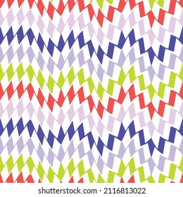Funky Retro Abstract Zigzag Geometric Seamless Pattern Trendy Chic Colors Fashion Design Isolated White Background