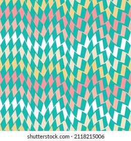 Funky Retro Abstract Zigzag Geometric Seamless Pattern Trendy Chic Colors Fashion Design Tiffany Blue Background