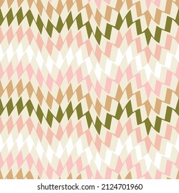 Funky Retro Abstrakter Zigzag Geometrisches, nahtloses Muster, trendige schicke Farben Modedesign Ecru Hintergrund