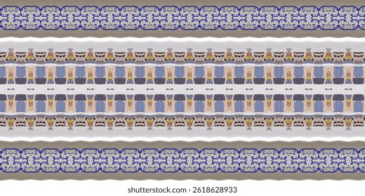 Funky Retro Characters and Lace Border Seamless Pattern