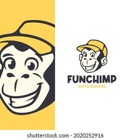 Funky Retro Chimp Face Logo Template