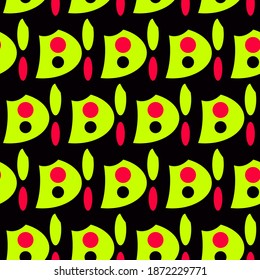 Funky retro geometric shapes seamless pattern, mid century style vector art.