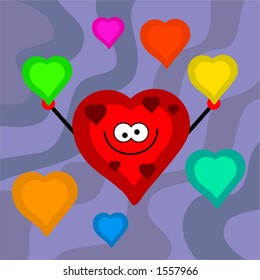 funky retro hearts
