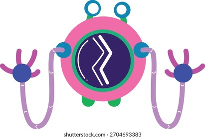 Funky robot retro rosa neón alienígena rápido icono de Recargo gráfico de Ilustración vectorial vibrante