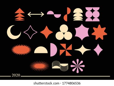 Funky Retro Trendy decorative vector elements and shapes 2020