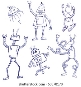 funky robots doodle