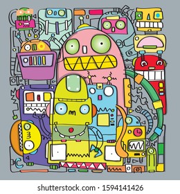 funky robots likes silly colors