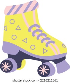 Funky roller skate retro items illustration 