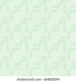 A funky seamless Memphis style design in pastel green tones. Vector EPS-10 file, transparency used. 