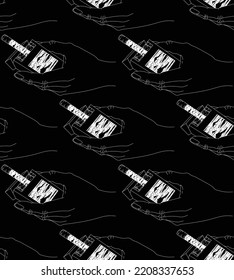 Funky seamless pattern of a package of cigarettes with birches. Can be used as a textile design