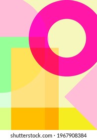 Funky set of posters with multicolored geometric shapes, abstract digital vector art.