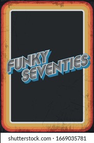 Funky Seventies Banner, Vintage Color Stripes Frame, 1970s Background, Grunge Texture Pattern