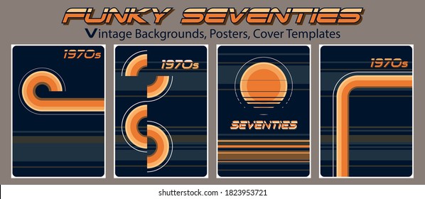 Funky Seventies, Vintage Backgrounds, Posters, Cover Templates 1970s Style 