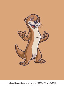 Funky Smiling Otter Cartoon Character