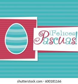 Funky Spanish Easter egg card in vector format. Words translate to "Happy Easter'