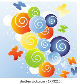 funky spirals with butterflies