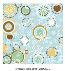 funky spring background with circles and petals vector