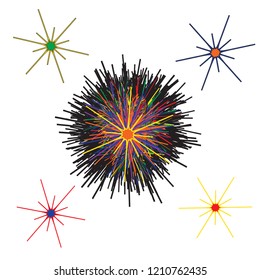 Funky Stars Doodle Vector Abstraction. Pop art colorful illustration. Asymmetrical cartoon print, card, cover