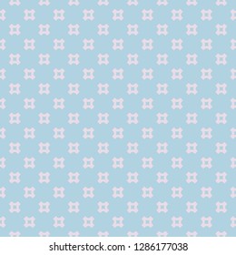 Funky style geometric seamless pattern with crosses. Simple minimalist abstract colorful texture with small rounded cross shapes. Cute minimal background in lilac and turquoise color. Repeated design