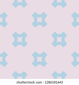 Funky style geometric seamless pattern with crosses. Simple minimalist abstract colorful texture with big rounded cross shapes. Modern minimal background in lilac and turquoise color. Repeat design