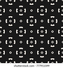 Funky style vector minimalist pattern. Abstract monochrome seamless texture with simple geometric shapes, circles, rounded figures. Modern minimal black and white background. Dark modern repeat design