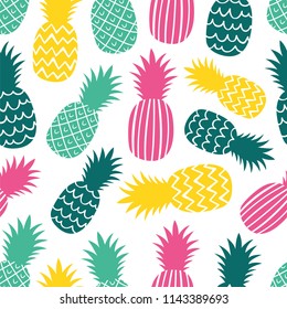 Funky Stylish Coloured Pineapple Pattern Seamless Repeat Background