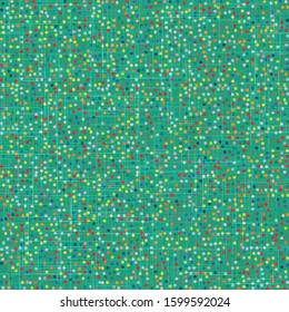 Funky stylized confetti polka dot messy hand drawn spots on green. Whimsical textured youthful graphic motif. Seamless repeat vector pattern swatch.