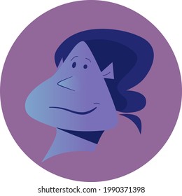 Funky stylized vector icon illustration of a woman