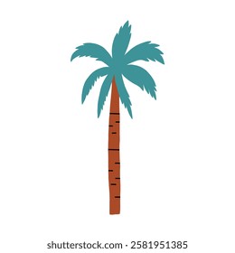 Funky Summer Palm Tree Cartoon Style. Tropical Coconut Plant Graphic Element. Flat Vector Illustration