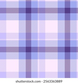 Funky tartan pattern texture, best plaid vector textile. Drapery seamless fabric check background in white and blue colors palette.