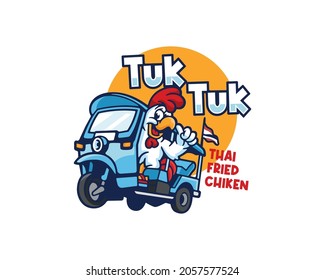 Funky Personaje Tailandés De Pollo En Tuk Tuk 