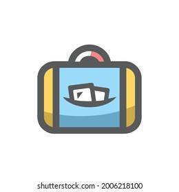 Funky Travel Bag Vector icon Cartoon illustration