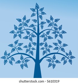 funky tree with coils on leaves vector