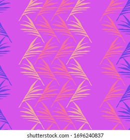Funky Tropical Vector Seamless Pattern. Chic Summer Fashion. Drawn Floral Background. Elegant Male Shirt Female Dress Texture. Monstera Banana Leaves Dandelion Feather Tropical Seamless Pattern.