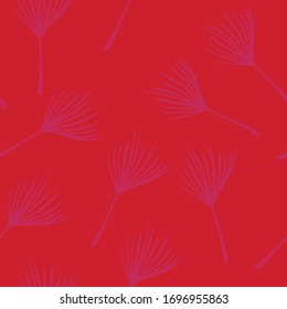 Funky Tropical Vector Seamless Pattern. Dandelion Feather Banana Leaves Monstera Tropical Seamless Pattern. Nice Summer Fabrics. Painted Floral Background. Beautiful Male Shirt Female Dress Texture.