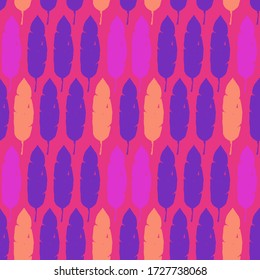 Funky Tropical Vector Seamless Pattern. Banana Leaves Feather Dandelion Monstera Tropical Seamless Pattern. Cool Summer Textile. Elegant Male Shirt Female Dress Texture. Painted Floral Background.
