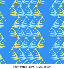 Funky Tropical Vector Seamless Pattern. Elegant Male Shirt Female Dress Texture. Banana Leaves Dandelion Feather Monstera Tropical Seamless Pattern. Chic Summer Fabrics. Doodle Floral Background.